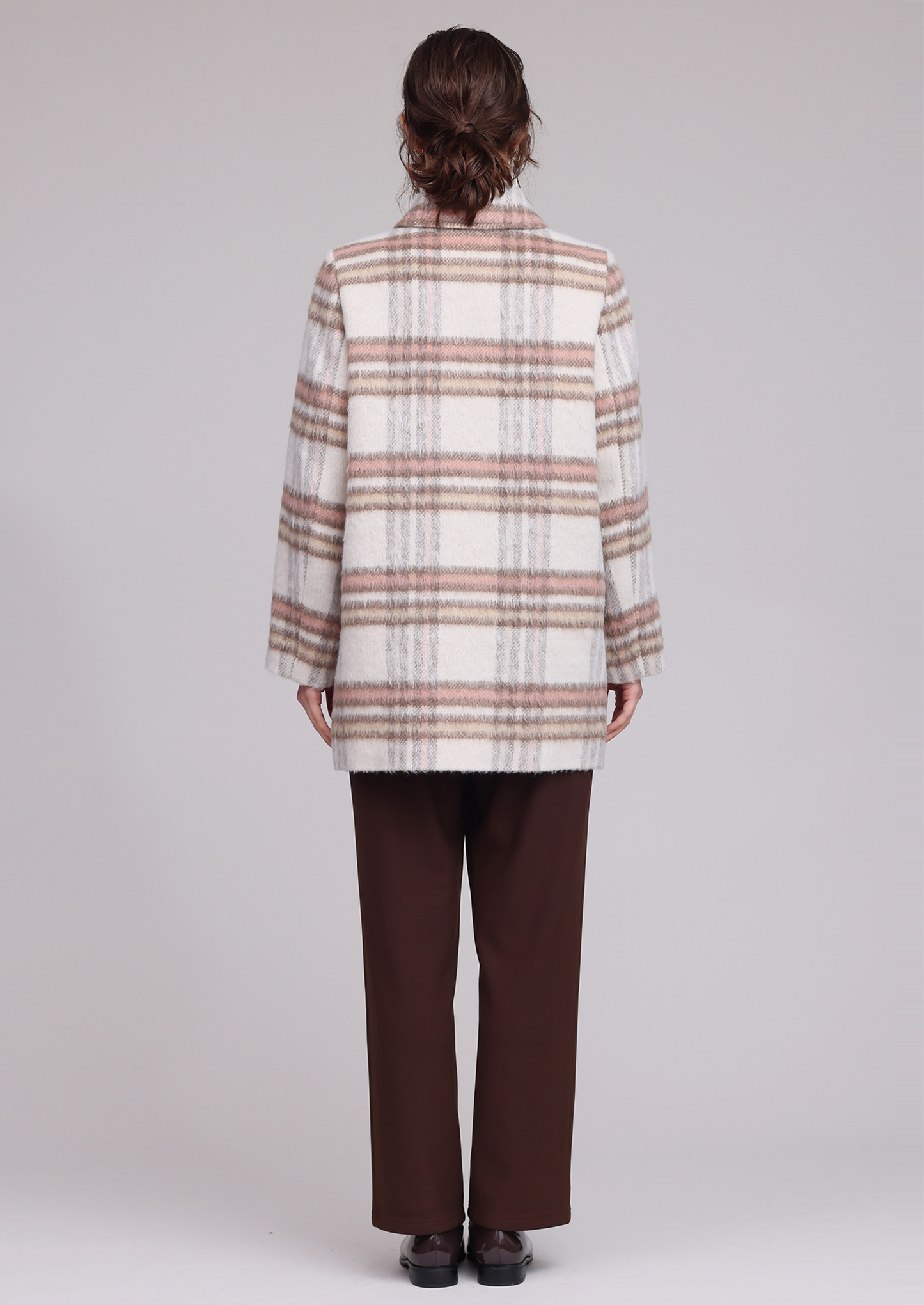 格子柄ステンカラーコート 751-4432