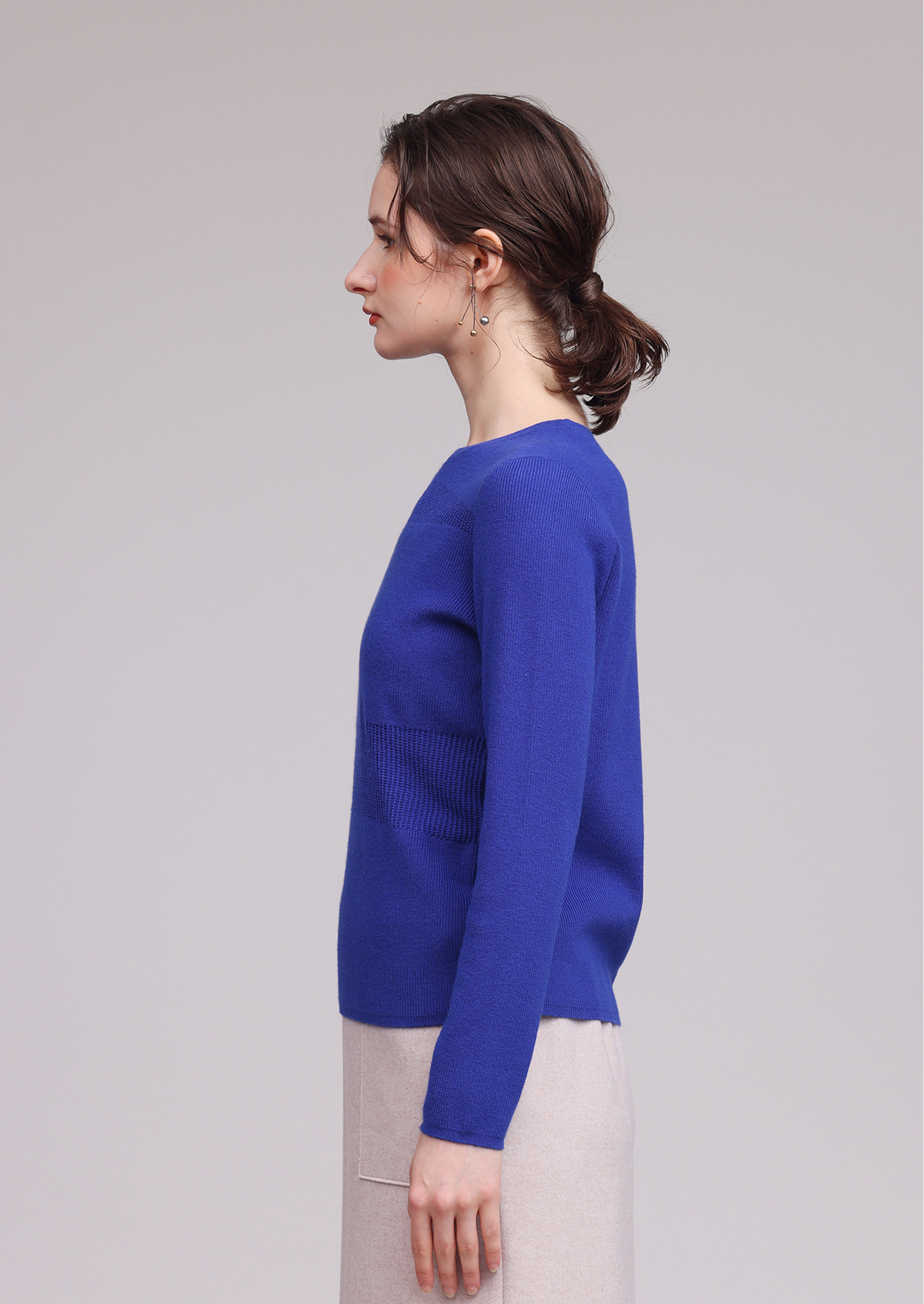   青 リブ編みセーター リブ編み・変り編みクルーネックセーター 851-3665 – ECHO