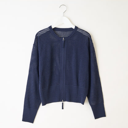 クロッシェ編み風ジップアップカーディガン　863-3860